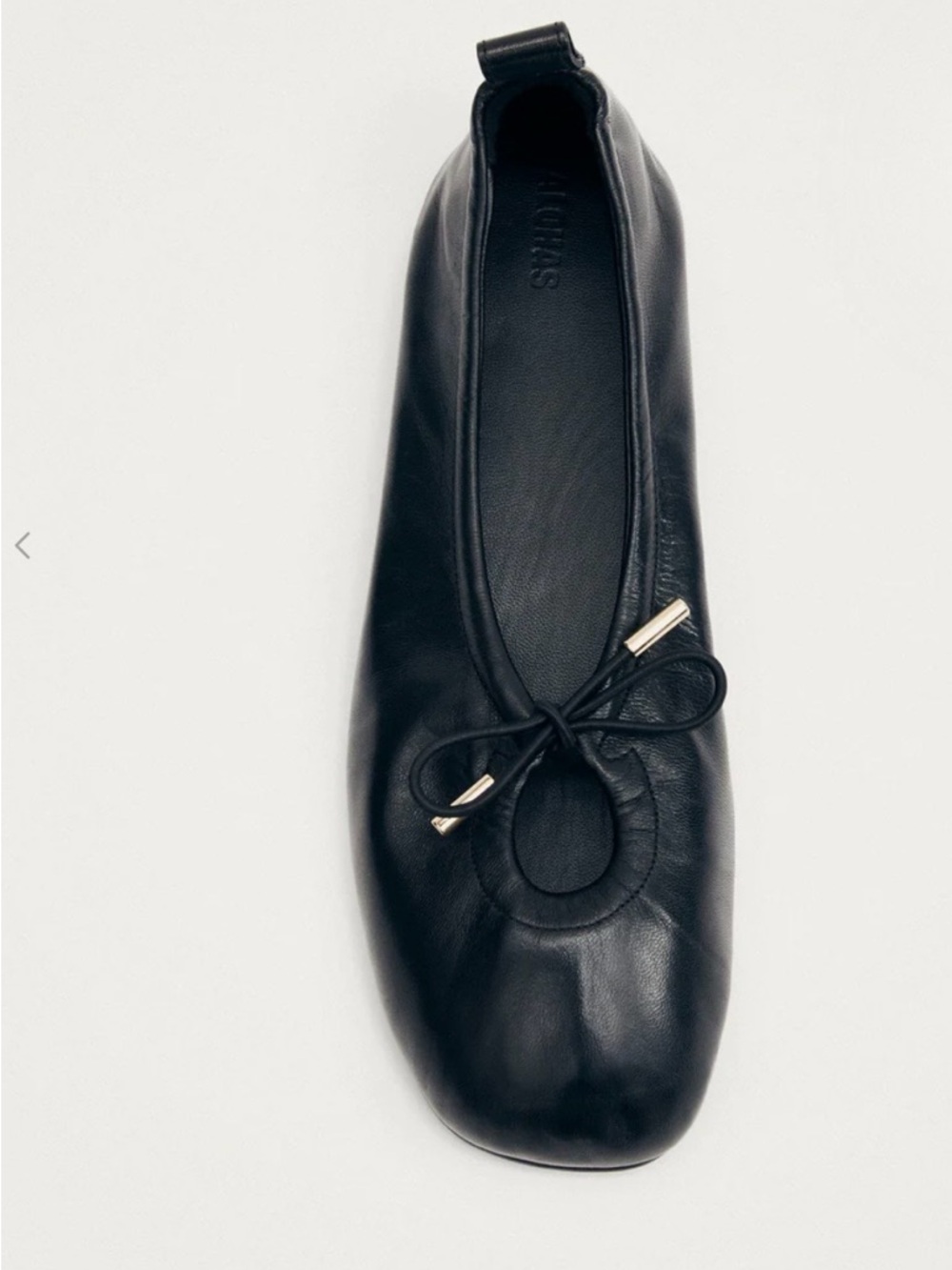 ALOHAS Black Leather Ballet Flat with Bow